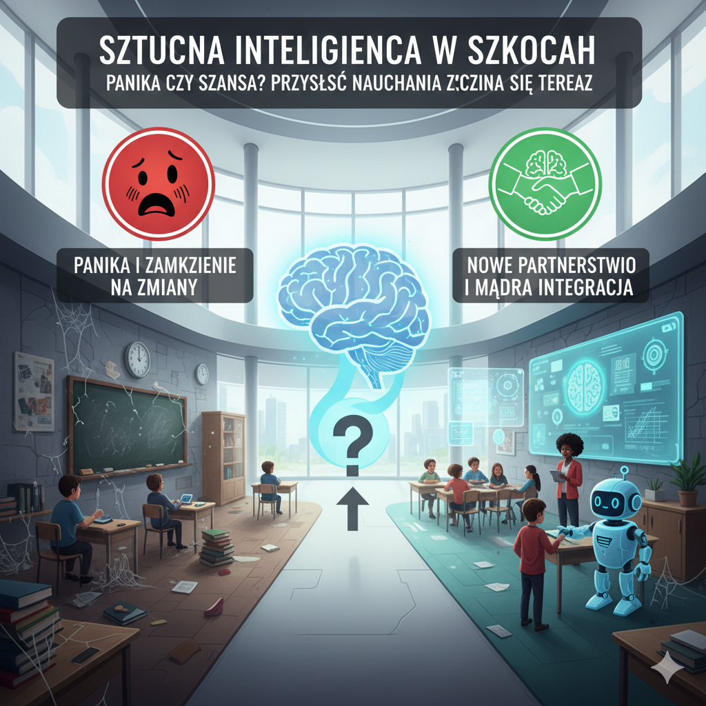Sztuczna inteligencja wkracza do szkół – czy to powód do paniki, czy szansa na nowe partnerstwo? Możemy zamykać się na zmiany lub mądrze integrować technologię z edukacją. To, co wybierzemy, zdefiniuje przyszłość nauczania.